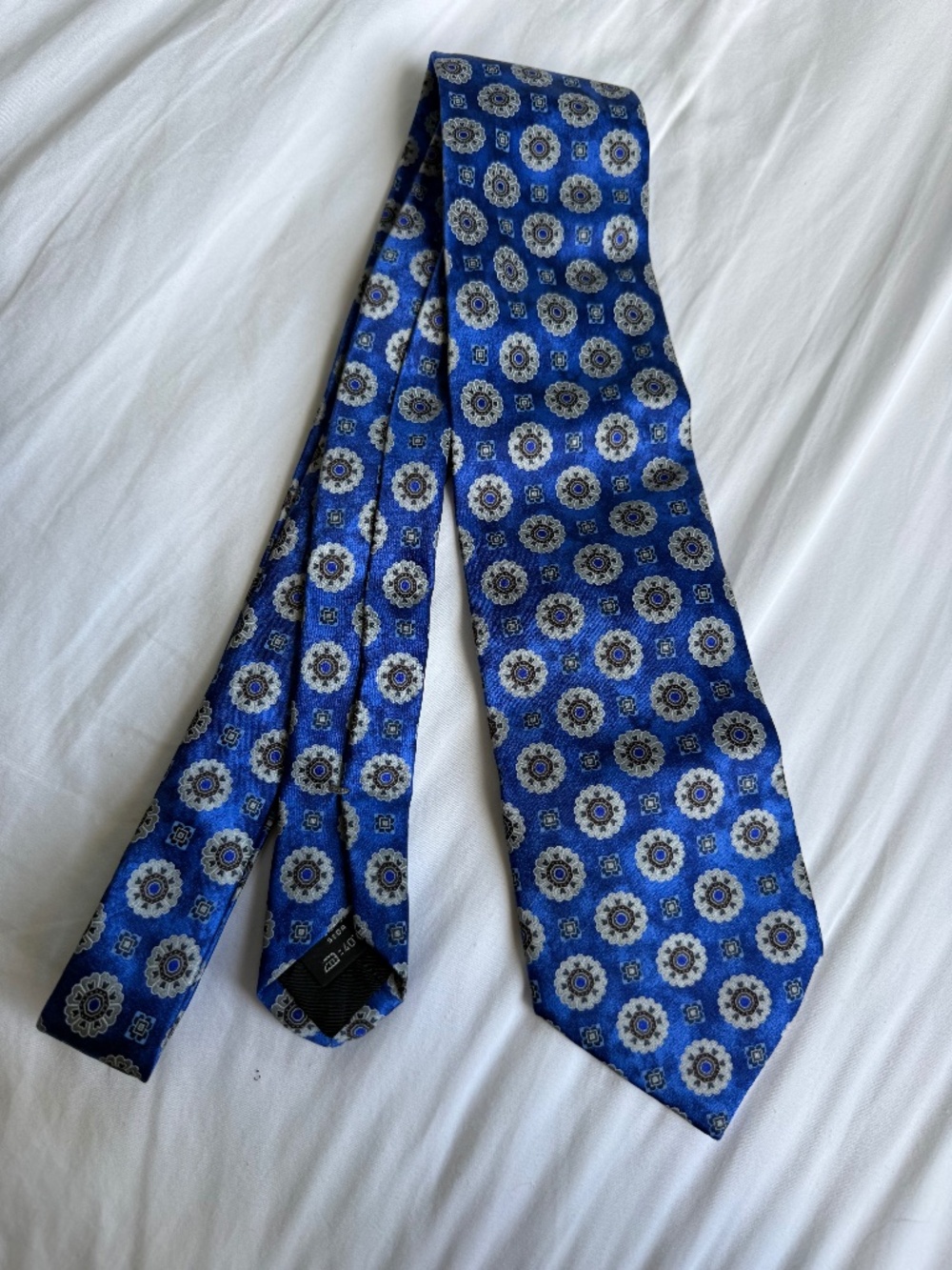 Ermenegildo Zegna Blue Medallion Floral Silk Tie Italy 60” classic